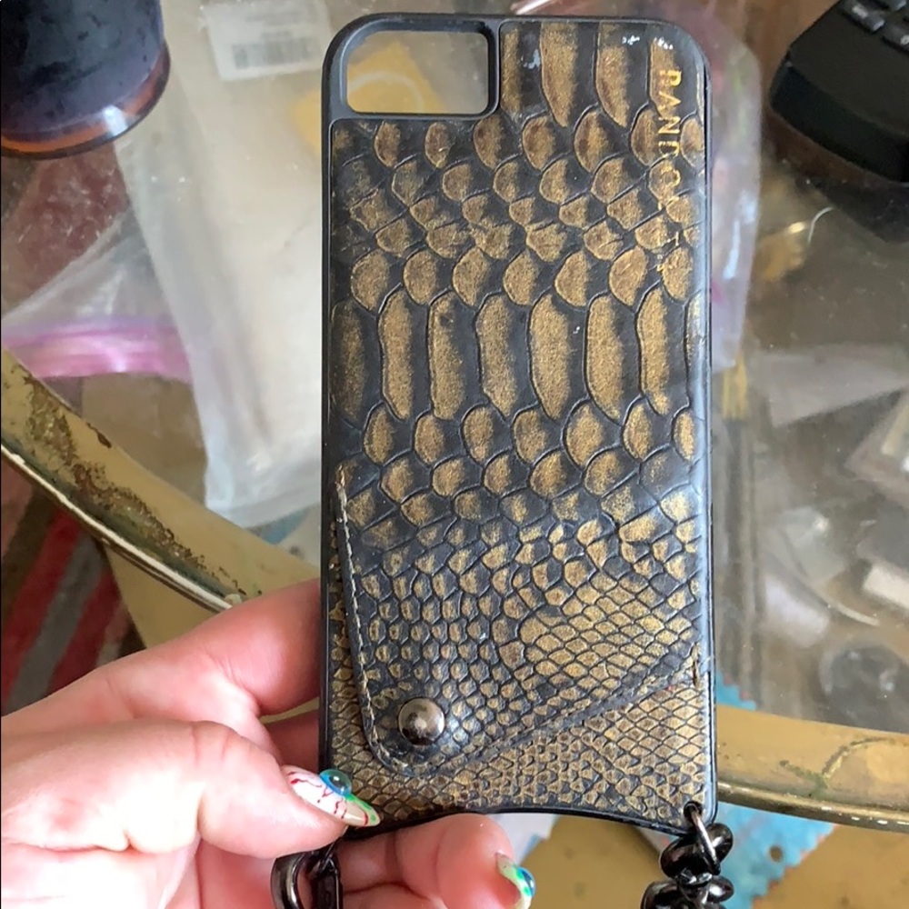 Bandolier snakeskin case and chain strap